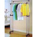 Roller Rod Rail Rack Stainless Steel Double Rod Clothes Hanger/Rack, Adjustable High Quality Double