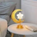 Beautiful Ramadan Decorative Lamp Moon Lamp, Ramadan Night Light Hanging Moon Star Table Lamp, Iron