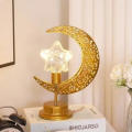 Beautiful Ramadan Decorative Lamp Moon Lamp, Ramadan Night Light Hanging Moon Star Table Lamp, Iron