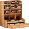 Convenient Multifunctional Desk Storage Box Wooden Shelf Storage Box Diy Pen Holder Box Desktop Stat