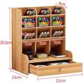 Convenient Multifunctional Desk Storage Box Wooden Shelf Storage Box Diy Pen Holder Box Desktop Stat