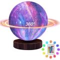 Beautiful Usb Charging Rotating Galaxy Moon Lamp With Remote Control 18cm