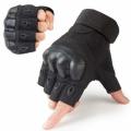 Durable Tactical Rubber Hard Knuckle Half Finger Gloves Army Military Knuckle Cots (Random Color)