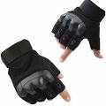 Durable Tactical Rubber Hard Knuckle Half Finger Gloves Army Military Knuckle Cots (Random Color)