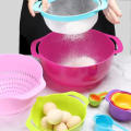 Stackable Rainbow Colorful Plastic Mixing Bowls Colanders Washing Baskets Mesh Sifters Measuring Cup