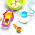 Stackable Rainbow Colorful Plastic Mixing Bowls Colanders Washing Baskets Mesh Sifters Measuring Cup
