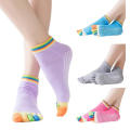 Comfortable Yoga Pilates Grip Socks Small/Medium Lilac, Multi-Colored Toe