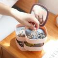 Rotatable Jewelry Accessories Storage Tray With Lid, Suitable For Rings And Bracelets, Dressing Tabl