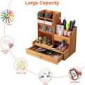 Large Capacity Wooden Desk Storage Box Diy Desktop Neat Pen Holder Large Capacity Stationery Storage