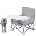 Portable Pop & Open Design - Gray Baby Booster Seat, No Tip Safe, Baby Folding Feeding Chair With Tr
