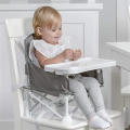 Portable Pop & Open Design - Gray Baby Booster Seat, No Tip Safe, Baby Folding Feeding Chair With Tr