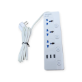 4 Power Sockets With Independent Off Switches + 3 Usb Ports 2M Cable