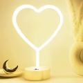 Usb Dc Cable Or Battery Powered Neon Heart Light With Base