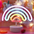 Great Looking Usb Dc Cable Or Battery Powered Rainbow Neon Light With Base