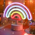 Great Looking Usb Dc Cable Or Battery Powered Rainbow Neon Light With Base