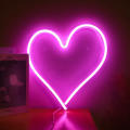Large Heart Shaped Usb Powered Neon Light With Back Panel + Switch