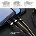 Convenient And Easy-To-Use 3-In-1 Cable 3.1A Type-C, V8 And Lightning To Usb
