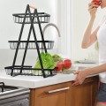 3-Tier Iron Fruit Storage Cart Metal Iron, Wood | Modern Home Furnishings Fruit And Vegetable Rack