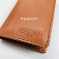 Retail: $129 / R2,199.00 TOM & FRED® Men`s WORN VINTAGE BROWN Manchester Vertical Bi-fold Wallet