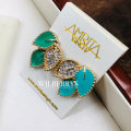 Must see! Retail: R1450.00 AMRITA NEW YORK Crystal Enamel Leaf Studs Turquoise