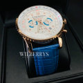 Retail: R11,000.00 Krug-Baumen Men's Air Traveller 46mm Diamond Blue Edition Watch BRAND NEW