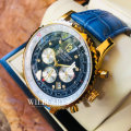 Retail: R11,000.00 Krug-Baumen Men's Air Traveller 42mm Diamond Blue Edition Watch BRAND NEW