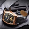 Retail: R2,899.00 TEVISE ® Men's Tonneux Tourbi Moonphase Automatic Rose Gold/Black Watch BRAND NEW