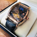 Retail: R2,899.00 TEVISE ® Men's Tonneux Tourbi Moonphase Automatic Rose Gold/Black Watch BRAND NEW