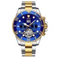 Retail: R2,599.00 TEVISE ® Men's Perpetual FLYWHEEL Automatic Two Tone Blue Watch BRAND NEW