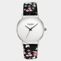 Retail: R2,999.00 TOM & FRED London Women's Swiss Slim Rummage BLACK Floral Leather Watch
