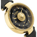 Retail: R8299.00 VERSACE Women's Medusa Parisan Black Leather Watch BRAND NEW NEW IN BOX