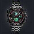 WEIDE Men's GOBLIN Ionic Steel 48mm Red Trim Dual Time + ALARM Watch BRAND NEW official SA store