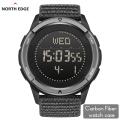 tactical watch compass and carbon fibre NORTH EDGE mountain ALPS Watch Black Nylon brand new