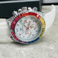 read b4 bid!! R1,499.00 ONOLA Sugar Crystal 43mm Zircon Watch SNOW Silicone