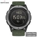 tactical watch compass, CARBON FIBER!! NORTH EDGE mountain ALPS Watch Green Nylon brand new