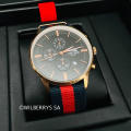 good condition 9/10*** rrp: R2,500.00 TOM & FRED Piper Chronograph Watch Nylon Nautical strap