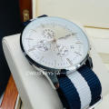 TOM & FRED Piper Chronograph Ice Silver Watch with Nylon Nautical Strap