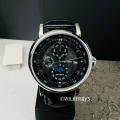 TEVISE ® Mens Namura Moonphase 45mm Tourbi Automatic Leather Watch
