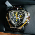 Tonino Lamborghini Men`s SPYDER Silver / Yellow Chronograph Watch NEW 100% GENUINE