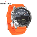 NORTH EDGE Gavia Watch Pilot and Diver Tactical | Silicone Orange Strap
