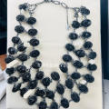 AMRITA NEW YORK Women`s Hamptons Reversible 2 in 1 Evening Necklace Black Gunmetal Moon