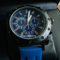 BREDA Mens 42mm Boston Navy Blue Silicone Strap Watch