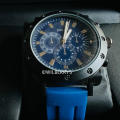 BREDA Mens 42mm Boston Navy Blue Silicone Strap Watch