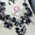 Amrita New York Women`s Elitist Luxe Austrian Crystal and Resin Evening Necklace Black/Grey