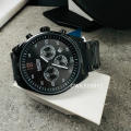 MEGIR Mens Slim Chronometer Date 43mm Stainless Steel Black Oyster Watch