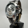 non functional Yves Camani genuine leather silver surfer watch