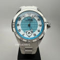 Aquaswiss Men`s Trax Silicone Strap Date Watch Baby Blue and White