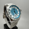 Aquaswiss Men`s Trax Silicone Strap Date Watch Baby Blue and White