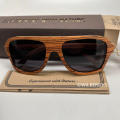 SCHWOOD Mens Premium Luxury Aircraft-grade Zebrawood Polarized Sunglasses