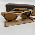 SCHWOOD Mens CANBY Premium Luxury Carbon Infused Zebrawood Polarized Sunglasses